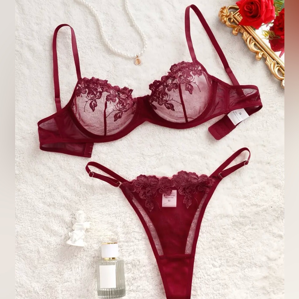 Burgundy Lace Lingerie Set Lingerie